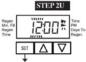 Set Time of Day STEP 1U Press SET STEP 2U Current time: Adjust hour with or. With 60 Hz line frequency detection on power-up, timekeeping is 12 hour with PM indicator.