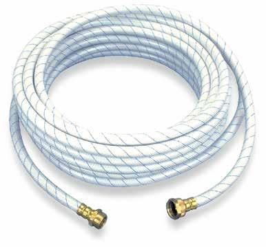 G912 is designed for hot and cold pressurized water lines. The hose features an opaque white tube which reduces algae growth in cold water lines. The cover is clear and has a blue tracer.