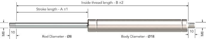 MARINELINE GS8-18 Standard Rod Ends L1=30 WS3000 29 13 L1=32 GS3201 Product Type & Rod Body Body Finish Style Stroke Length (A) Inside Thread Length (B) End Fitting Thread Size Rod Body Minimum Force