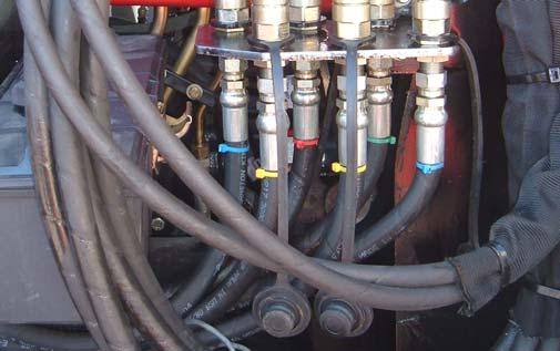 Route third function hoses so they do not become damaged during loader operation and secure as required.