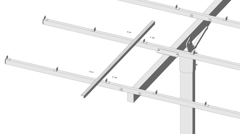 Referring to Figure 4-1 for orientation of the Module Rails, position the first section of inboard Module Rail in the southern position on the Cross-Bars.