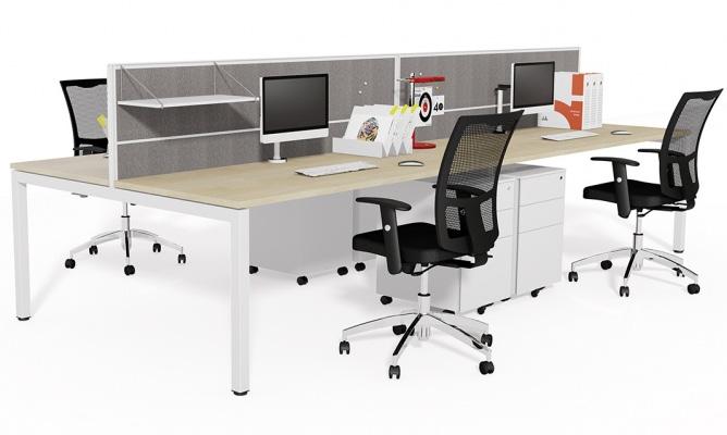 Custom colours available Desk top: laminate or veneer Each workspace can be