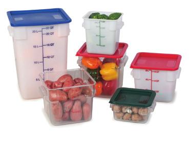 STORPLUS STORAGE CONTAINERS StorPlus storage containers are clear and have tight fitting lids, improving organization and minimizing the risk of cross contamination, making work easier.