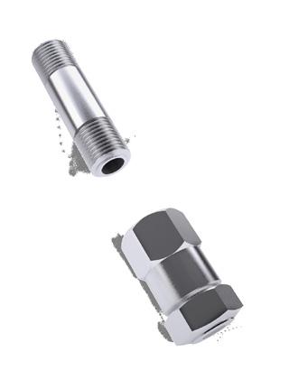 Fine Spray Nozzles (Injection Tube with Nozzle (Female)) This Injection Tube has 1/4 male NPT end which accommodates a selection of 1/4 female NPT nozzles for perpendicular Injection/ Atomization.