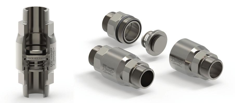 Male Pipe Express Line Check Valves The EPIC Male Pipe valve is a poppet style check valve with male NPT threaded connections machined from 300 series stainless steel bar stock with Aflas seat/seals
