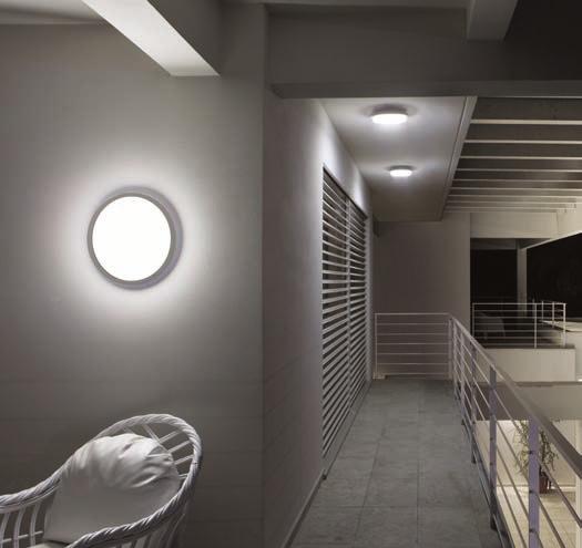Giulia IP65_CIass I IK 08 Round luminaire for installation outdoor and indoor on wall or ceiling. Three sizes available. Configuration: die-cast aluminium structure.