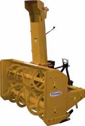 public works category Sidewalk snowblowers - open flight auger HP recommended : 30 to 55 HP PTO Standard ribonned augers illustrated. InclUDED in base price Carbon steel scraper blade.