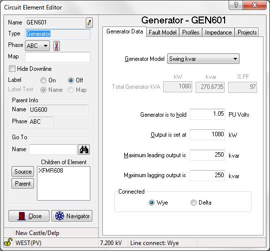 Model Data Defining the Generator Swing kvar Source of fixed KW