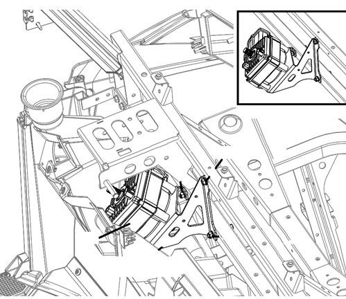 5. Position the EPS motor assembly () into the machine by carefully passing the lower joint shaft joint though the shaft passage in the floor to the steering rack.