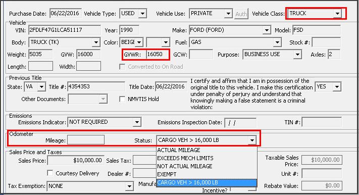 CVR Release Notes Page 4 of 7 For Vehicle Types New, Demo or Used, where the Vehicle Class is in Motorcycle / Passenger/Light Truck / Trailer odometer T will not be a selectable option in the