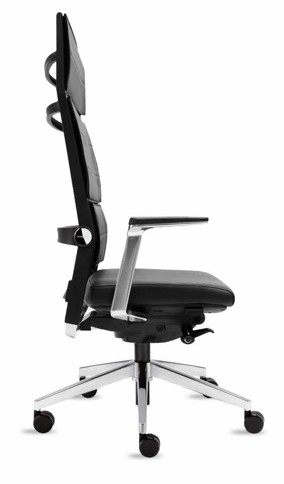 Lordo Swivel chair with comfortable upholstery pads Thanks to its area-elastic support material, with its upholstered pads Lordo offers optimum seated comfort in all work postures.