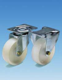 Floor Mounting Fixed and Swivel Casters Type B The zinc plated steel housing of mk Casters Type B are attached to profiles using the plates shown.