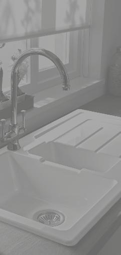 ceramic white ACTON Fireclay ceramic Reversible (with part drilled tap holes) Free flow stainer waste in half bowl to maximise main bowl depth (1.