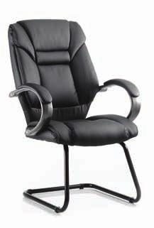 Available in black, brown or white bonded leather Black or Blue fabric available Matching upholstered and padded armrests Gun metal