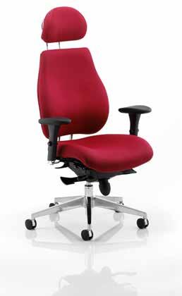 Chiro Plus Ultimate also available in bonded leather upholstery Multi-functional arms, height and side adjustable Multi-position arm pads