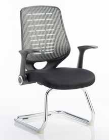 Soft mesh back rest with stylishly designed durable nylon outer Air-mesh, fabric or soft bonded leather seat options Silver accent