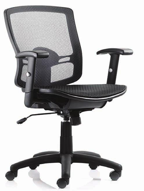 Seating position can be reclined and adjusted in height and height adjustable arms with soft pad provide additional adjustment.