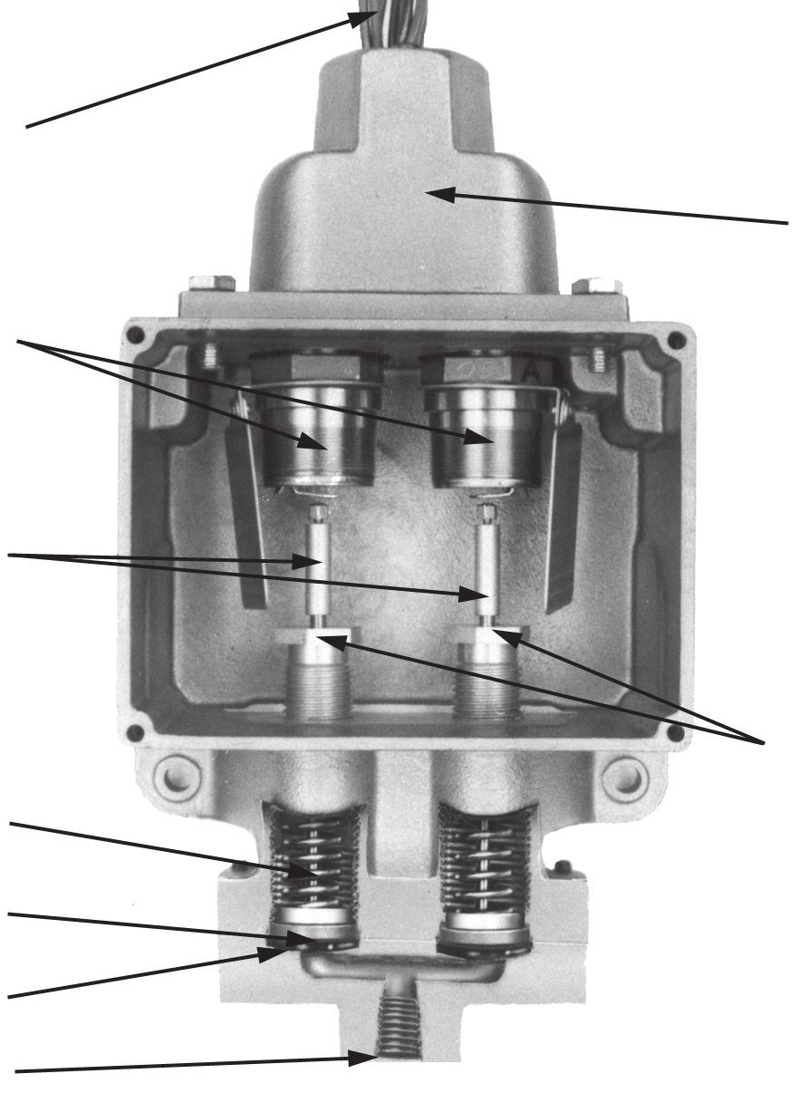 the Dual HiLo pressure switch is routed to two separate pressure sensing assemblies, thereby eliminating set point interaction associated with mechanical linkage.