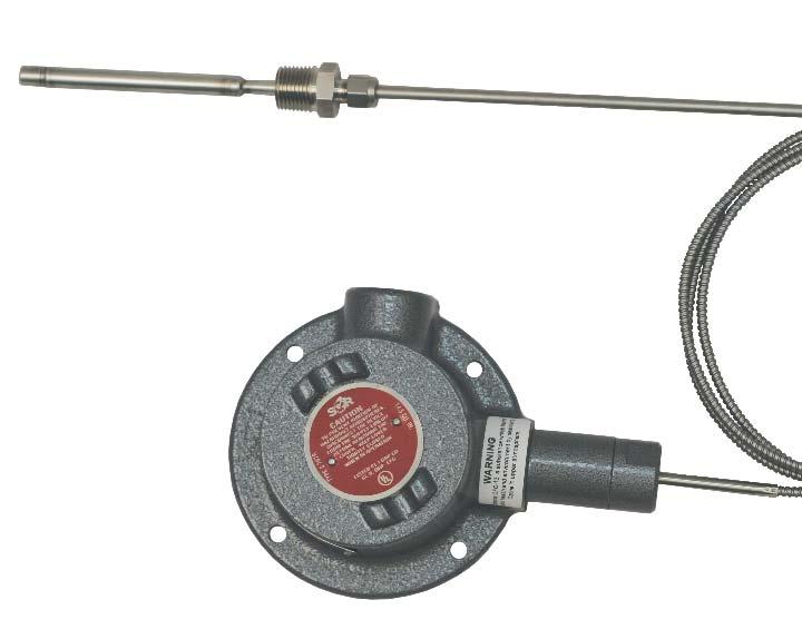 Temperature Switch consists of a pressure switch with a sealed temperature sensing bulb attached directly to the pressure