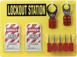 Large, easily identifiable lockout station to hold all of the necessary lockout items for your facility 2-1-1/2 Steel Hasp (T220) 1-2.