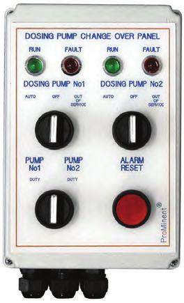 Flow detectors on the outlet of each pump provide fault detection.