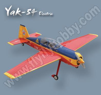 FlyFly Hobby Yak-54 Features: Almost Ready to Fly - Complete final assembly, install your choice of electronics and power system Lightweight balsa and plywood construction Includes fixed gear,