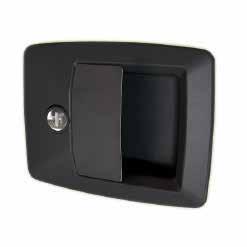 Vector Paddle Lock With Hooked Cam 2800-0020300101 Glass Fibre Reinforced Polyamide Bracket: Mild Handle: Black Bracket: Zinc Plated 115 IP65 Rated Integrated PUR Seal This Paddle lock comes complete
