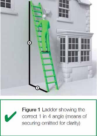 Safe Use Leaning Ladders Continued 75º (1 horizontal, 4 vertical) Grip and face ladder when climbing it Don t