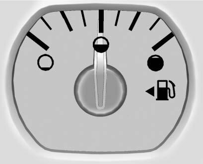 Fuel Gauge When the ignition is on, the fuel gauge indicates about how much fuel is left in the tank. There is an arrow near the fuel gauge pointing to the side of the vehicle the fuel door is on.