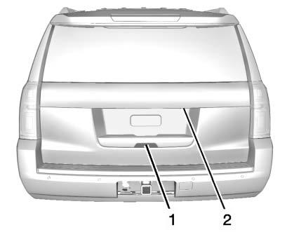 44 Keys, Doors, and Windows Manual Liftgate To open the liftgate, press K on the power door lock switch or press K on the RKE transmitter twice to unlock all doors.