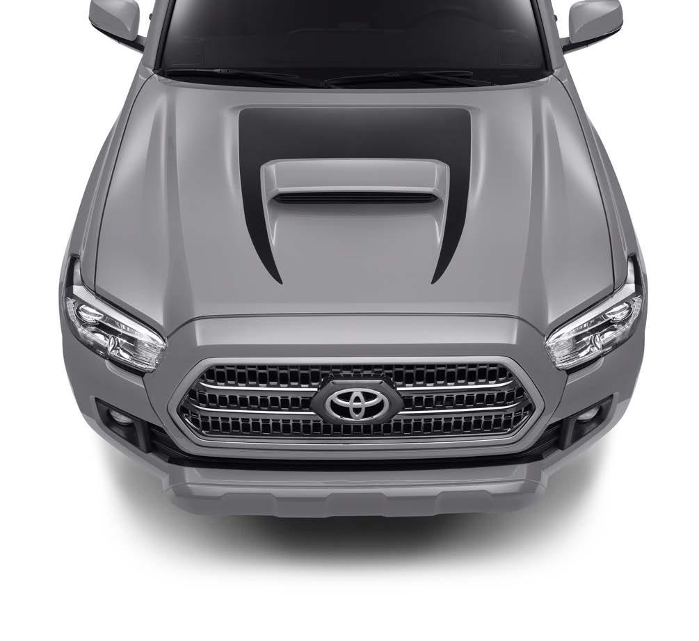 EXTERIOR HOOD GRAPHIC Emphasize the contours of the hood and embolden the style of your Tacoma with this easy-to-apply graphic.