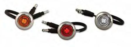 (Each) Amber Challenger 08220 Red Challenger 08221 Bezel 08230 G. MINI LIGHTS LED with two Diodes with.180 Male bullet plugs. Shown with Chrome Plastic Bezel.