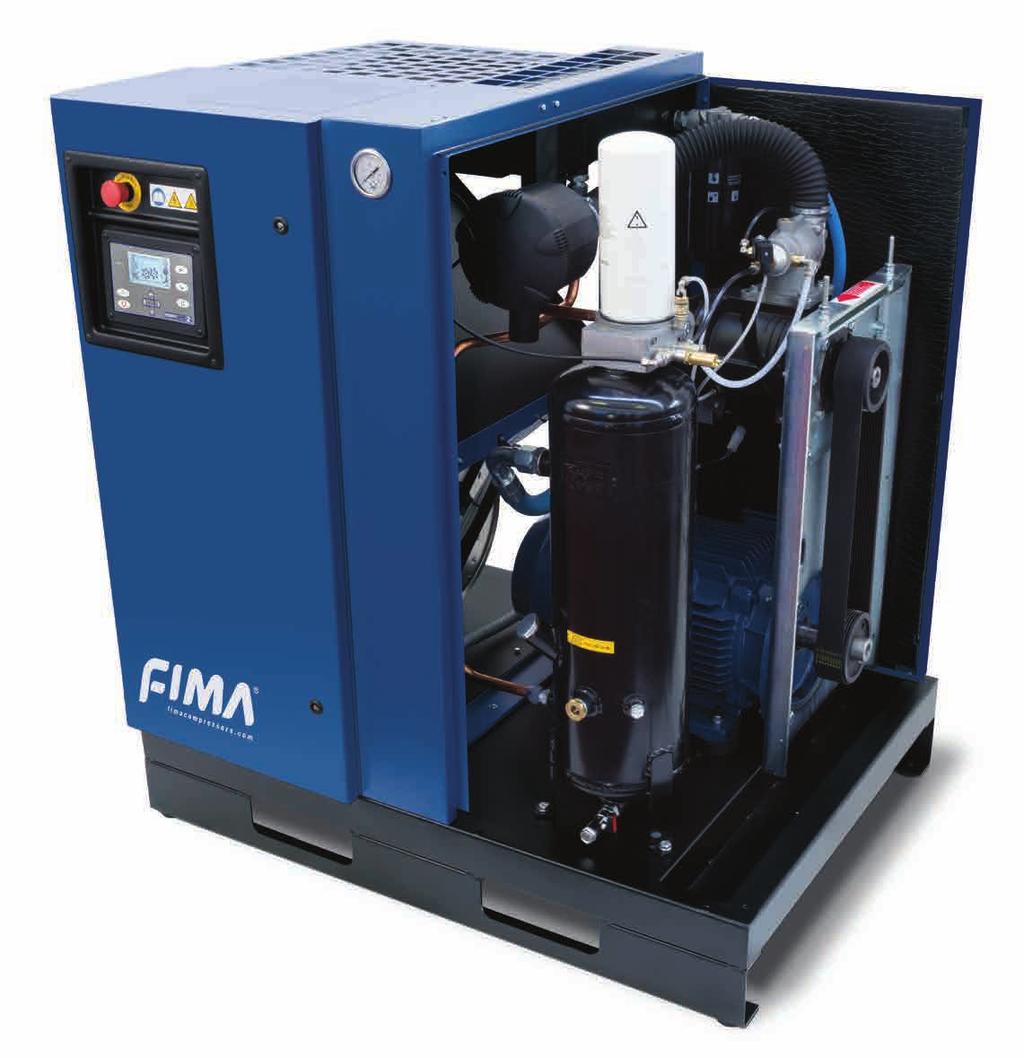ig Choose quality of construction and 10/125Hp Screw compressors MIG its benefits. 18 Oil injected screw air end with 1 high volumetric output, low power consumption, reduced noise and low vibration.