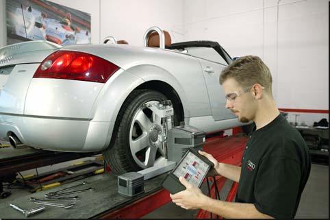 What do Students Learn at UTI? How to perform a wheel alignment...... and become an Audi credentialed technician.