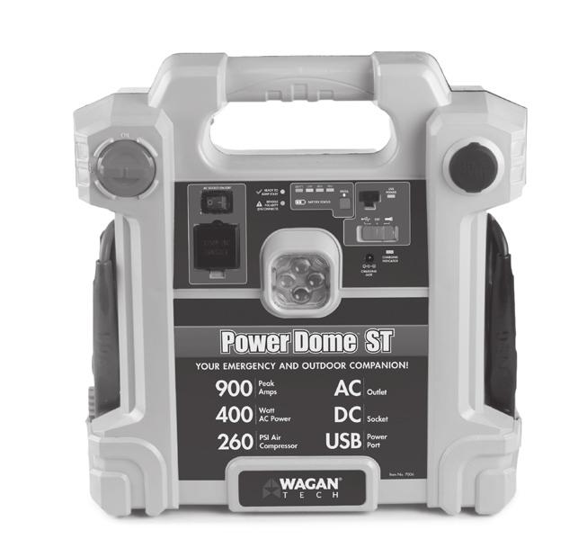 Power Dome ST by Wagan Tech FRONT VIEW 1 2 3 4 5 6 7 8 9 10 11 12 13 1. Correct Connection LED 2. Reverse Polarity Protection Indicator 3. Jumper Safety Switch 4.