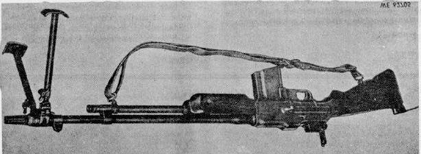 Figure 1-1. Caliber.30 Browning Automatic Rifle M1918A2 - left front view. 1-5. Tabulated Data Weight...19.4 lb Weight of magazine...0.44 lb Length of rifle...47.8 in Length of barrel...24.