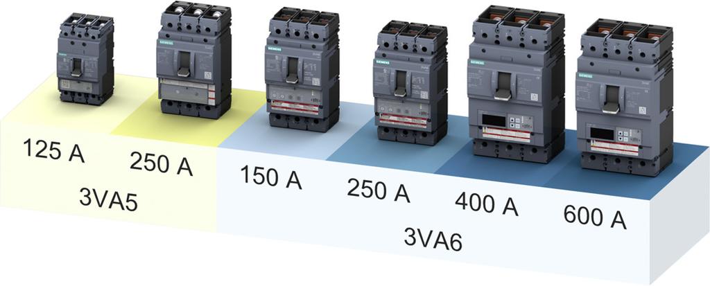 Sizes The integrated 3VA UL portfolio consists of two different ranges of molded case circuit breakers in six frame sizes with different rated operational current.