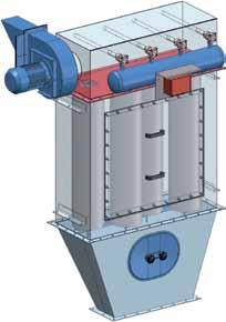 flange of the loading system Space-saving compact design with filter cartridges arranged in parallel, changeable to the raw gas side via a big access door Housing strength up to +/- 45 mbar g Options