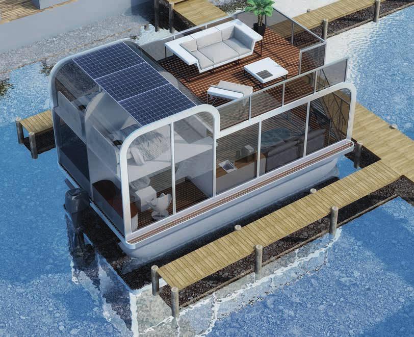 HOUSEBOAT HB 26 area: 72 sqm on-board 6 kw power generator (option) automatic heating automatic air-conditioning (option) automatic ventilation two bedrooms (max 6 persons) combined kitchen-living