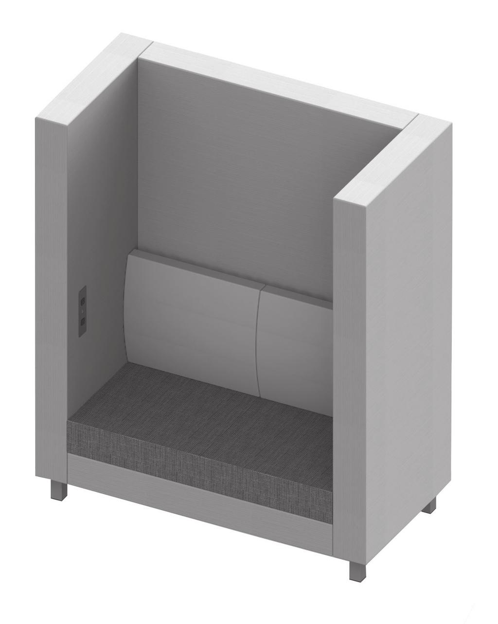 PRIVACY POD TYPICAL Shown with Optional Power and Data PRIVACY POD WITH 72 HIGH WALLS JX83/6072LR JX2424-SEAT/2 64-CSH2418BX/2 48W x 24D Privacy Pod Bench, 72" H Back Wall & L&R Wall 2 Seat Cushions