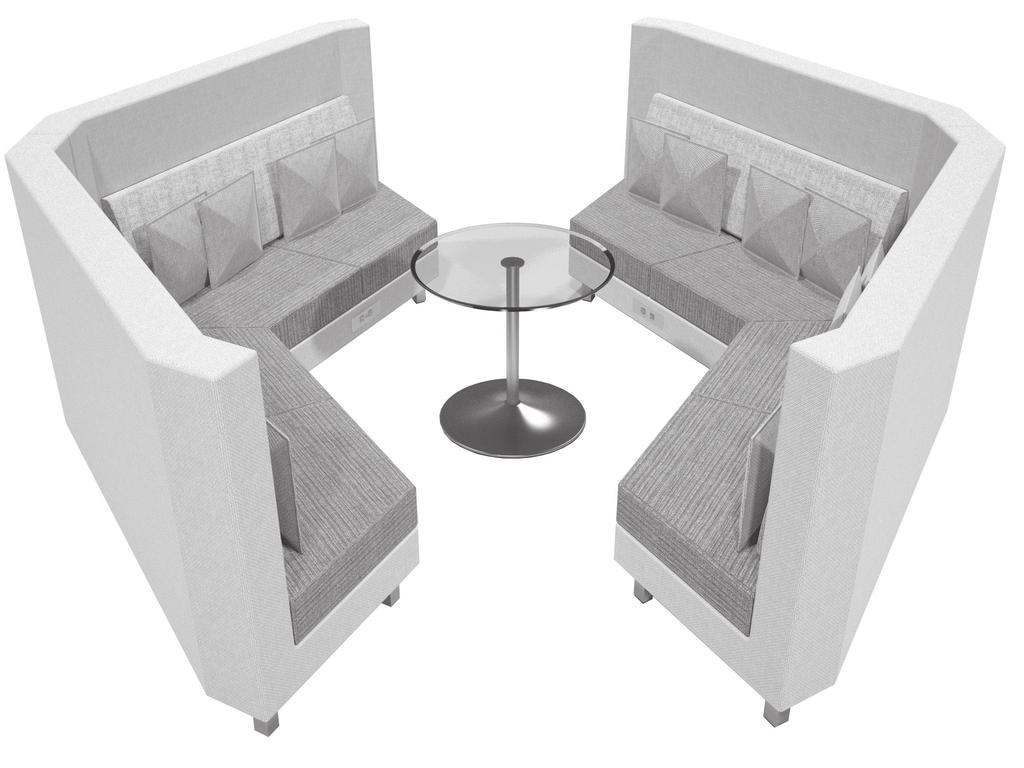 WEDGE TYPICAL Shown with Axium Table and Optional Power and Data CONCEALED MEETING SPACE WITH 53 HIGH WALLS WEDGE SHAPE FOR 8 USERS JX83/4853WG 48W x 24D Wedge Seat with 53 High Back Wall