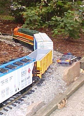 Here our large scale GP 38-2 showing off the reflective stripes with a