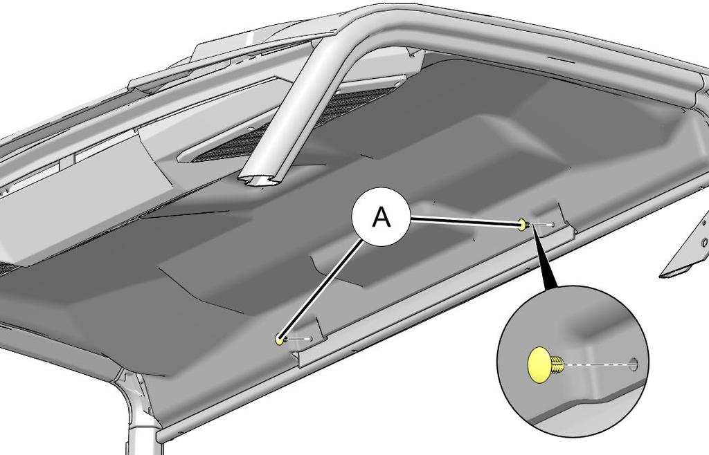 10.Reinstall rear roof liner. See Step 3a for detail. 11. Install speakers. a. Join connector 7W (3/16 inch spade) on speaker harness u to positive (+) terminal on speaker e. d. Repeat Steps a-c for speaker e on RH side of vehicle using connectors 7Y and 7Z.