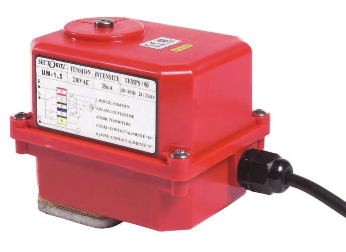 GENERAL CHARACTERISTICS The UM1.5 electric actuator is used on ¼ turn valves. The maximum output torque is 15 Nm.