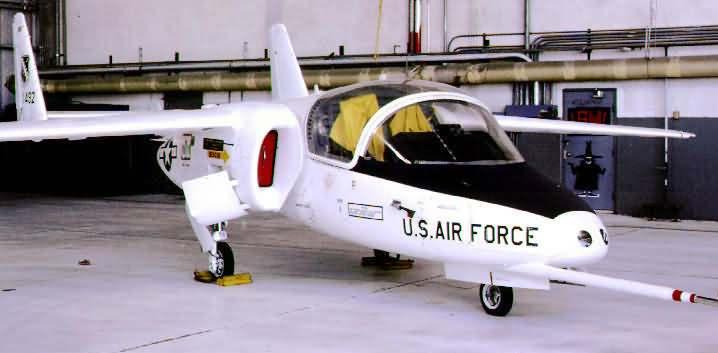 T-46 Fairchild span: 35'12", 10.97 m length: 29'6", 8.99 m engines: 2 Garrett F109-GA-100 max. speed: 431 mph, 693 km/h (Source: Phil Juvet, via 1000aircraftphotos.