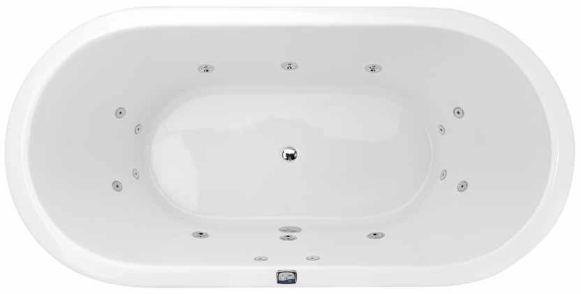 DOMAINE Spa features Flush jet technology 14 jets Steel rod reinforced rims Australian made Dual system available Available in white Contour 6 Flush Centro Jets 8