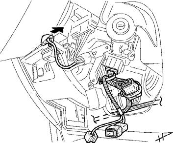 (f) Route the V3 harness toward the right side of steering wheel. (Fig.