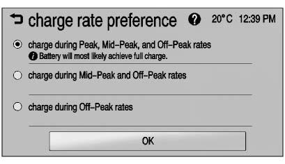 Instruments and Controls 111 Press one of the following options to select the Charge Rate Preference:.