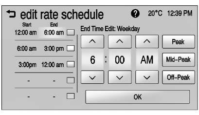 Electric Rate Schedule Editing From the Edit Schedule screen press Edit Summer Rate Schedule, Edit Winter Rate Schedule, or Edit Yearly Rate Schedule. 1. Press the color bar for weekday or weekend.