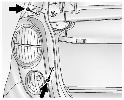 Open the liftgate. See Liftgate 0 36. 2. Remove the two screws and the lamp assembly. 3. Turn the bulb socket counterclockwise and remove the socket.